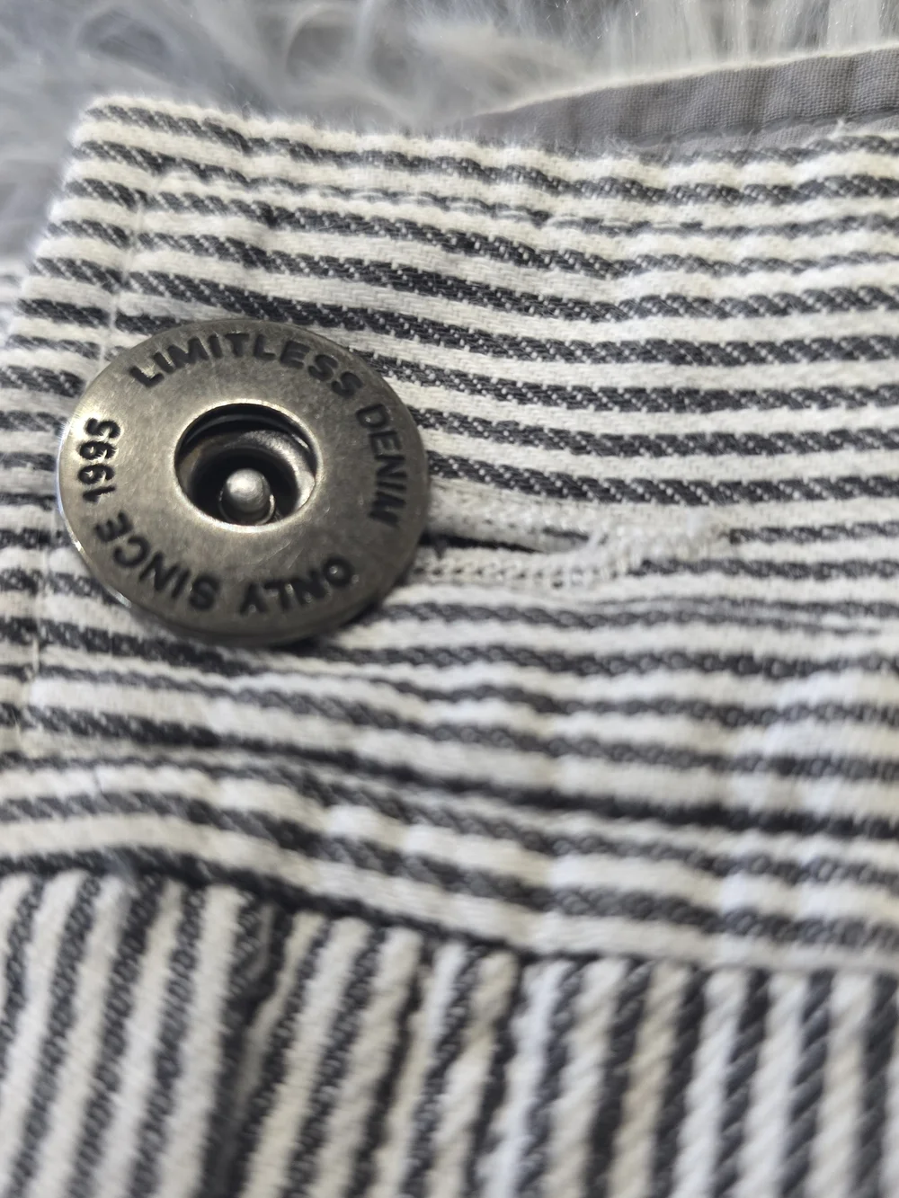 Only White and Dark Gray Pinstripe Mini Skirt, 100% Cotton